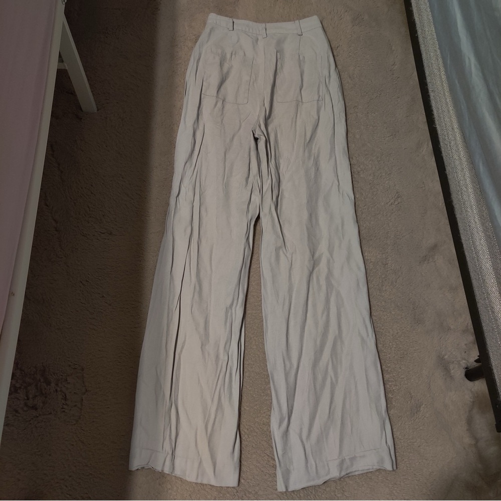 DANIELLE BERNSTEIN We Wore What Soft Gray Wide-Leg Pleated Trousers Pants Mist - Picture 8 of 8